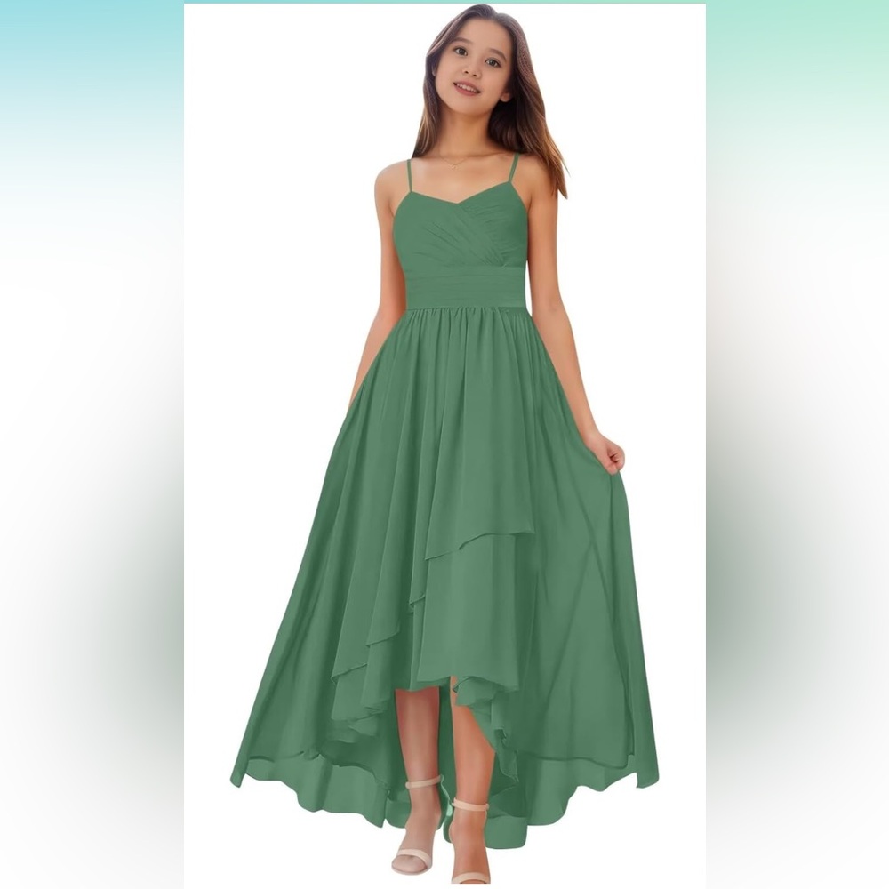 New Chic Green High-Low Dress